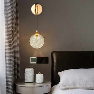 Hanging Crystal Gold Round Bedside LED Wall Sconce Zawala Image - 5