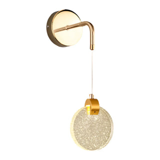 Hanging Crystal Gold Round Bedside LED Wall Sconce Zawala Image - 6