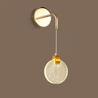 Hanging Crystal Gold Round Bedside LED Wall Sconce Zawala Image - 7