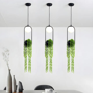ZOWALA - Industrial Black Green Hanging Plant Dining Room Pendant Light Image - 2