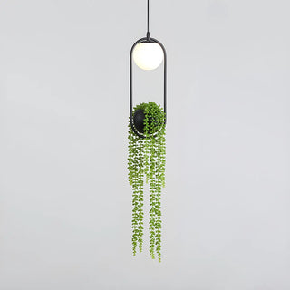 ZOWALA - Industrial Black Green Hanging Plant Dining Room Pendant Light Image - 3