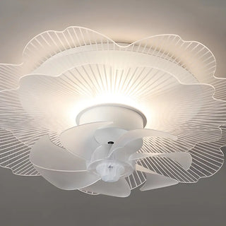 Elegant White Hollow Flower Flush Ceiling Fan Light Zawala Image - 13