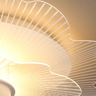Elegant White Hollow Flower Flush Ceiling Fan Light Zawala Image - 14