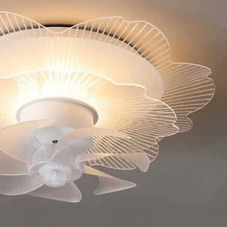 Elegant White Hollow Flower Flush Ceiling Fan Light Zawala Image - 16