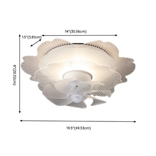 Elegant White Hollow Flower Flush Ceiling Fan Light Zawala #size