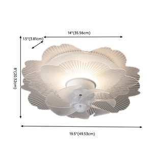 Elegant White Hollow Flower Flush Ceiling Fan Light Zawala Image - 21