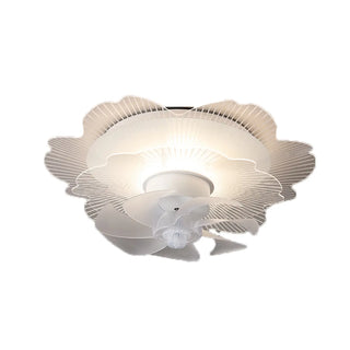 Elegant White Hollow Flower Flush Ceiling Fan Light Zawala Image - 6