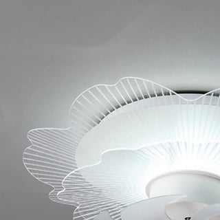 Elegant White Hollow Flower Flush Ceiling Fan Light Zawala Image - 8