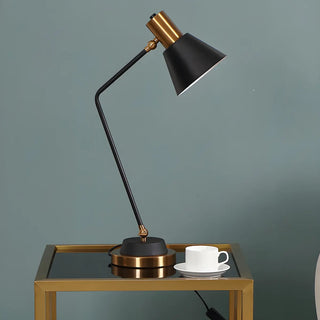 Modern Black and Gold Cone Table Lamp for Study Room Zawala Image - 3