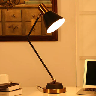 Modern Black and Gold Cone Table Lamp for Study Room Zawala Image - 4