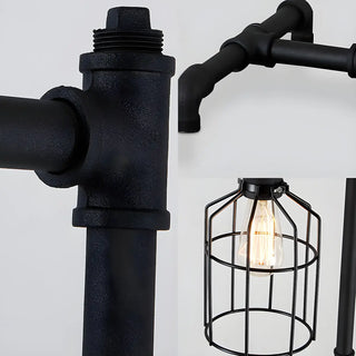 3-Light Industrial Cage Rustic Iron LED Floor Lamp Zawala Image - 4