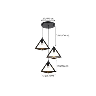 ZOWALA - Industrial Triangle Black Metal Dining Room Pendant Light #size