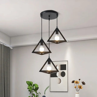 ZOWALA - Industrial Triangle Black Metal Dining Room Pendant Light Image - 2