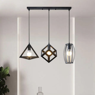ZOWALA - Industrial Triangle Black Metal Dining Room Pendant Light Image - 3