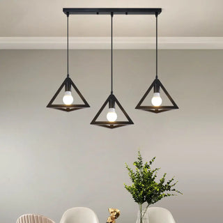 ZOWALA - Industrial Triangle Black Metal Dining Room Pendant Light Image - 4