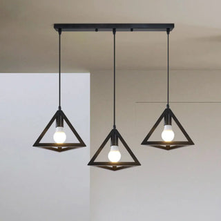 ZOWALA - Industrial Triangle Black Metal Dining Room Pendant Light Image - 5