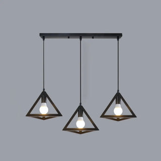 ZOWALA - Industrial Triangle Black Metal Dining Room Pendant Light Image - 8