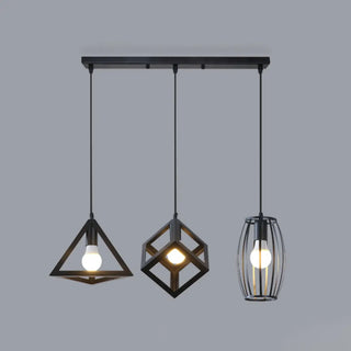 ZOWALA - Industrial Triangle Black Metal Dining Room Pendant Light Image - 9