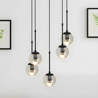 ZOWALA - Industrial Clear Glass Globe Black Pendant Light Image - 1