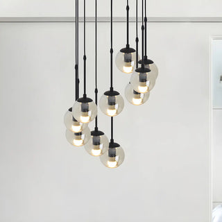 ZOWALA - Industrial Clear Glass Globe Black Pendant Light Image - 10
