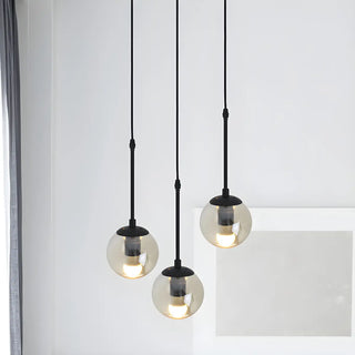 ZOWALA - Industrial Clear Glass Globe Black Pendant Light Image - 11