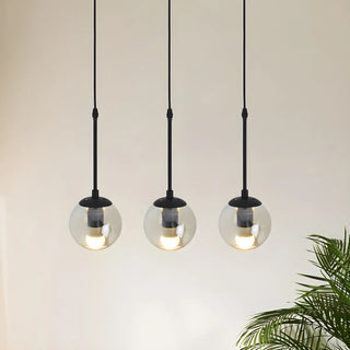 ZOWALA - Industrial Clear Glass Globe Black Pendant Light Image - 2