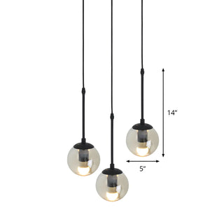 ZOWALA - Industrial Clear Glass Globe Black Pendant Light Image - 20