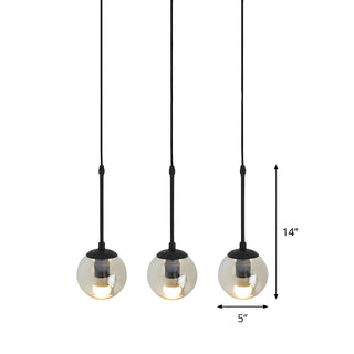 ZOWALA - Industrial Clear Glass Globe Black Pendant Light Image - 21