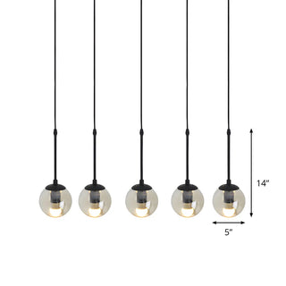 ZOWALA - Industrial Clear Glass Globe Black Pendant Light Image - 22