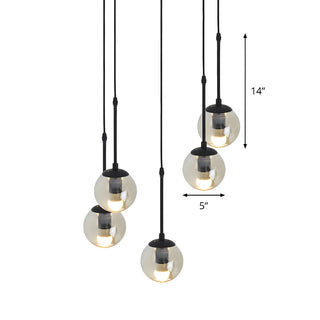 ZOWALA - Industrial Clear Glass Globe Black Pendant Light Image - 23