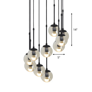 ZOWALA - Industrial Clear Glass Globe Black Pendant Light #size