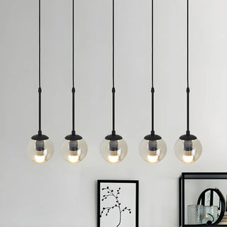 ZOWALA - Industrial Clear Glass Globe Black Pendant Light Image - 3