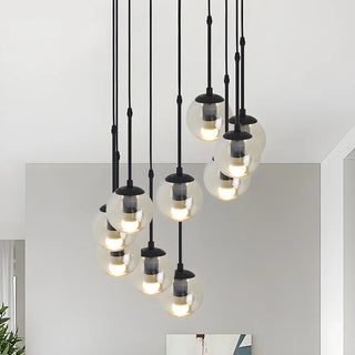 ZOWALA - Industrial Clear Glass Globe Black Pendant Light Image - 5