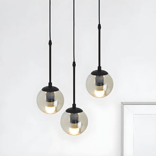 ZOWALA - Industrial Clear Glass Globe Black Pendant Light Image - 6