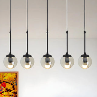 ZOWALA - Industrial Clear Glass Globe Black Pendant Light Image - 8