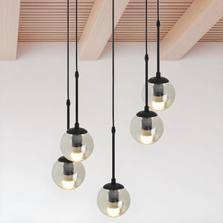 ZOWALA - Industrial Clear Glass Globe Black Pendant Light Image - 9