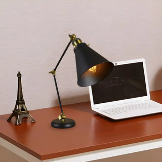 Simple Black Conical Shade Metal Adjustable Desk Lamp Zawala Image - 1