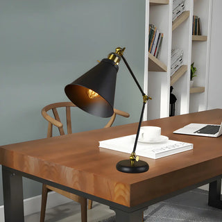 Simple Black Conical Shade Metal Adjustable Desk Lamp Zawala Image - 2