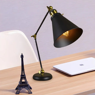 Simple Black Conical Shade Metal Adjustable Desk Lamp Zawala Image - 3