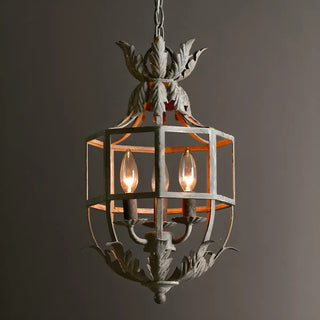 ZOWALA - Gray Iron Small Cage Chain Candle Foyer Chandelier Image - 4