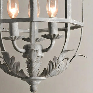 ZOWALA - Gray Iron Small Cage Chain Candle Foyer Chandelier Image - 6