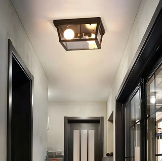 Aisle Industrial Black Square Metal Flush Mount Light Zawala Image - 1