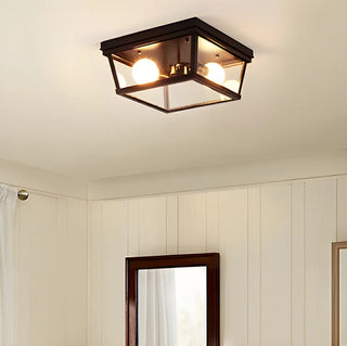 Aisle Industrial Black Square Metal Flush Mount Light Zawala Image - 2