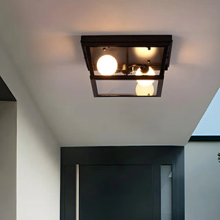 Aisle Industrial Black Square Metal Flush Mount Light Zawala Image - 3
