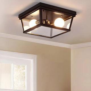 Aisle Industrial Black Square Metal Flush Mount Light Zawala Image - 4
