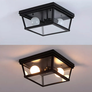 Aisle Industrial Black Square Metal Flush Mount Light Zawala Image - 5
