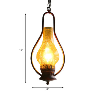 ZOWALA - Vintage Antique Copper Amber Glass Lantern Pendant Light #size