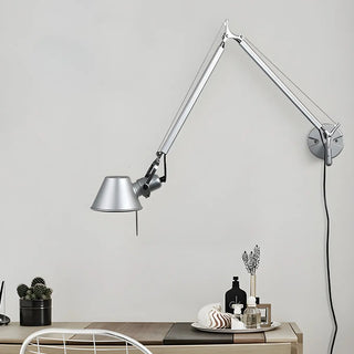 ZOWALA - Contemporary Swing Arm Aluminum Reading Silver Wall Sconce Image - 2