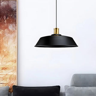 Industrial Black Metal Barn Living Room Pendant Light Zawala Image - 2