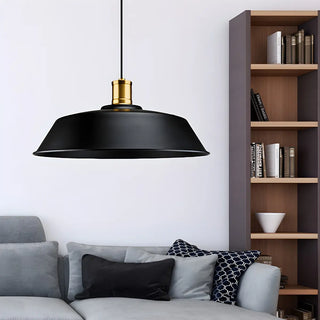 Industrial Black Metal Barn Living Room Pendant Light Zawala Image - 3